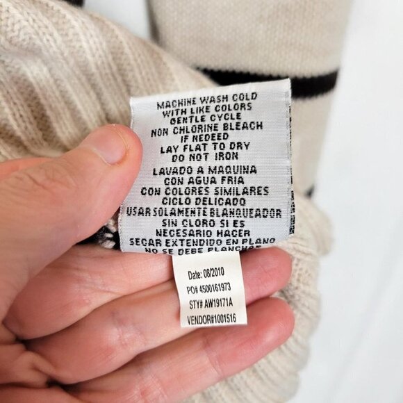 Lei Y2k 2000s Tan And Brown Striped Tie Neckline Sweater Hoodie - Picture 6 of 6